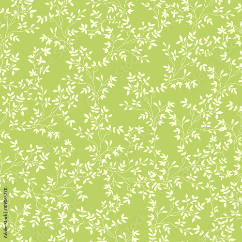 Vector leaves and twigs seamless background pattern   © o_inari
