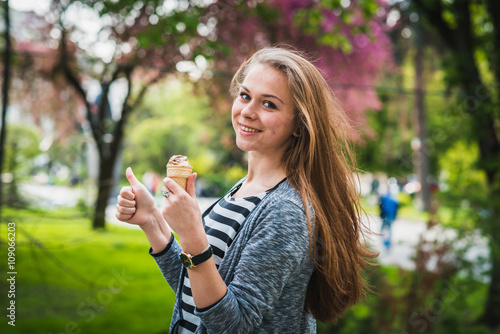 beautiful girl with ice cream