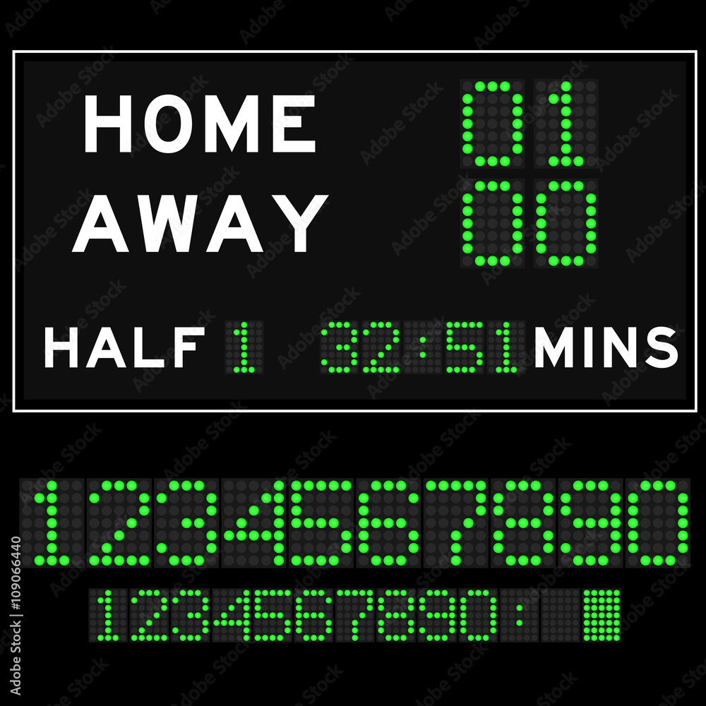 Fototapeta premium Scoreboard with greenLED digital font