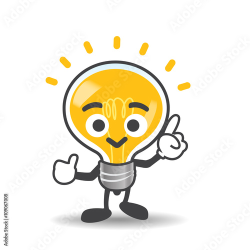 Bulb lamp cartoon isolated on the white background vector illust