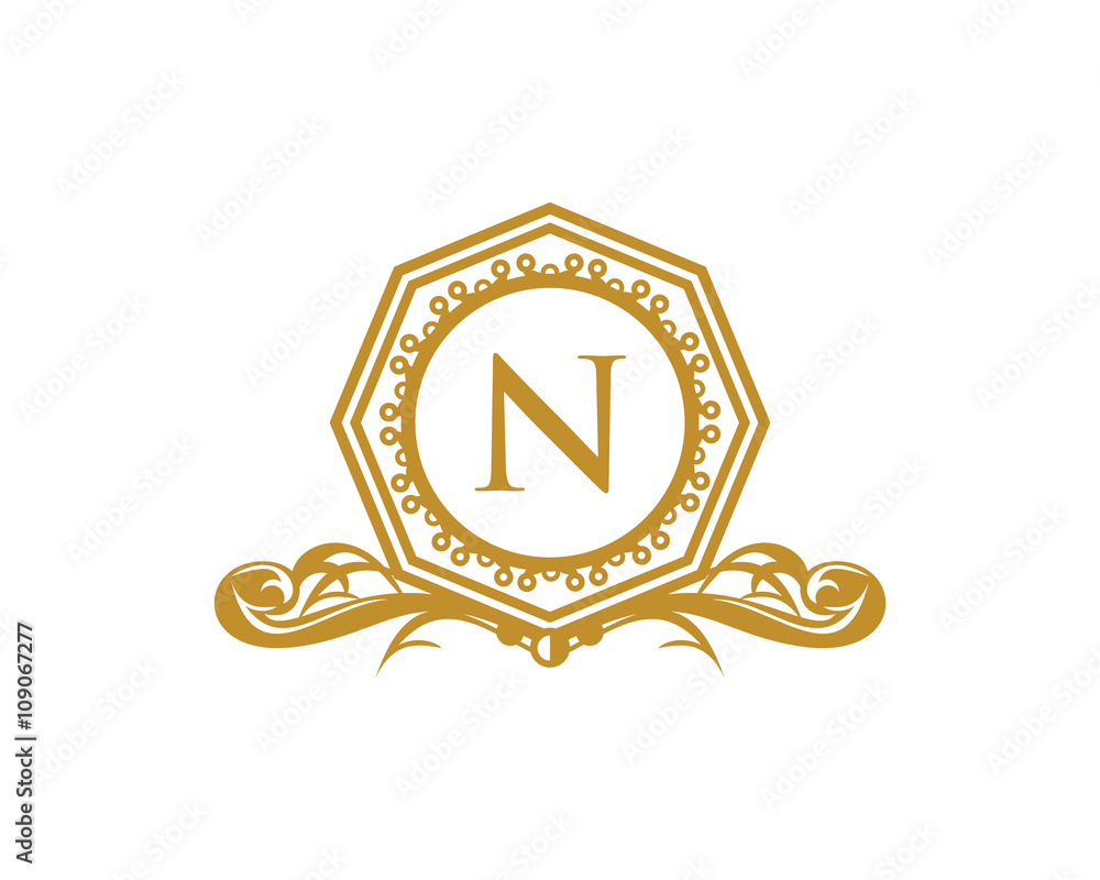 Royal Hexagon Letter N Logo Stock Vector | Adobe Stock