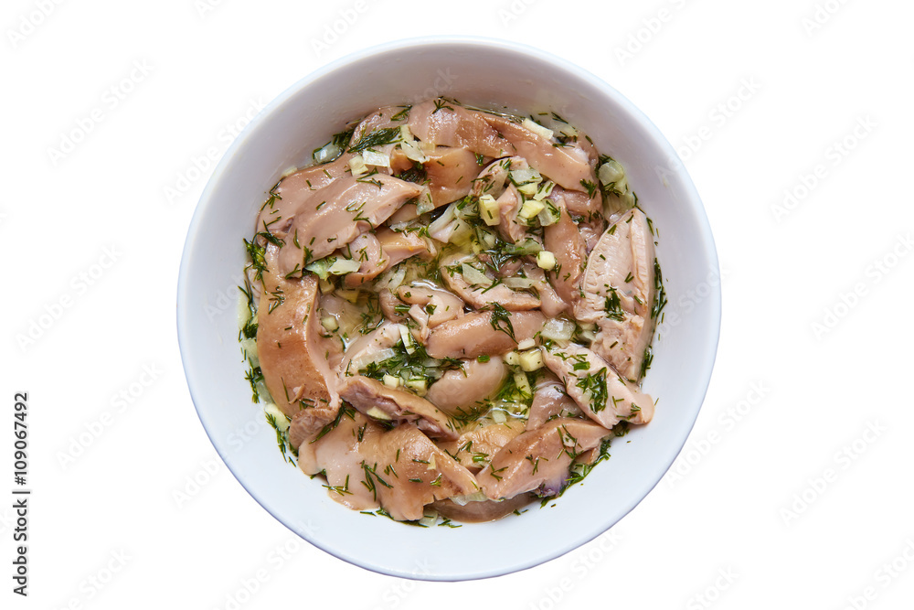 Mushroom soup on a white background