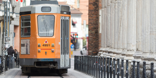 Orange tram car in MIlan