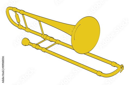 2d cartoon illustration of trombone