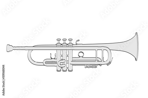 2d cartoon illustration of trumpet