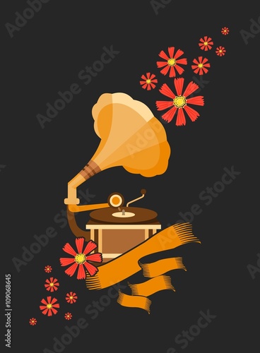 Retro music gramophone