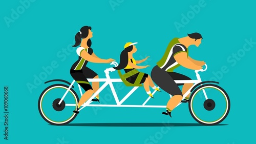 Family biking tandem