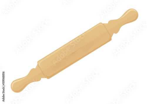 wooden rolling pin vector illustration isolated on a white background