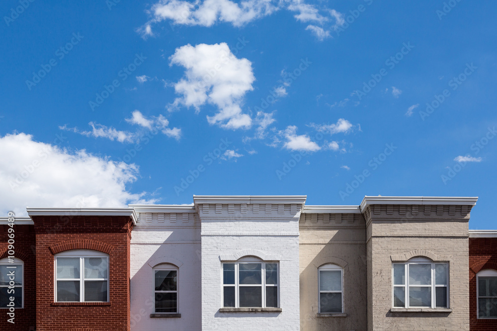 Row houses in Washington DC on a spring day. 