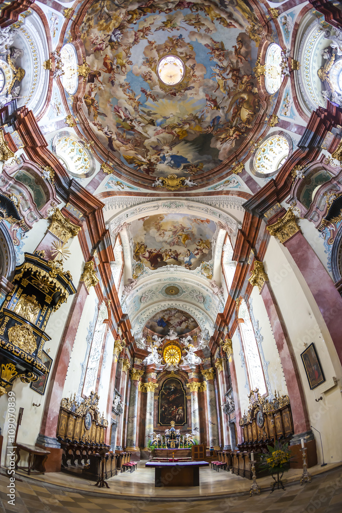 interior of church of benedictine monastery in Altenburg, Lower