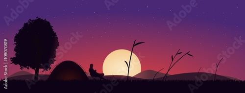 Camping Sonnenuntergang // Vektor