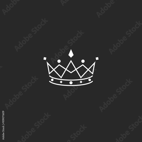 Royal symbol icon, monogram crown logo, beauty tiara princess, medieval king coronation emblem