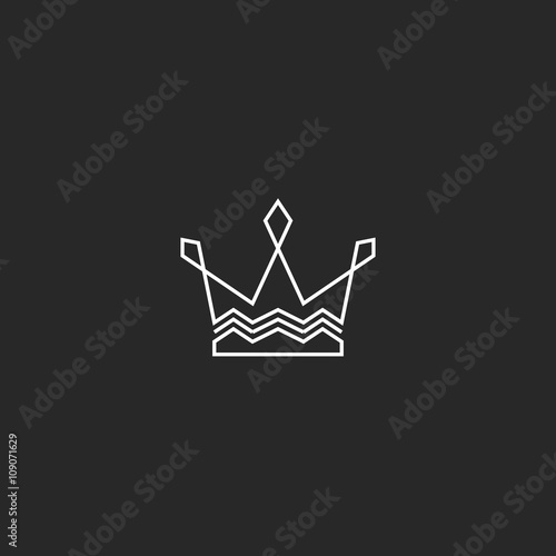 Tiara logo, crown monogram icon, royal emblem intersection thin line, decoration design element