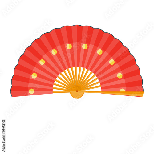 Chinese fan vector illustration. Folding fan isolated on white background