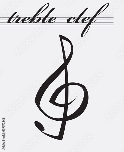 monochrome icon of treble clef 