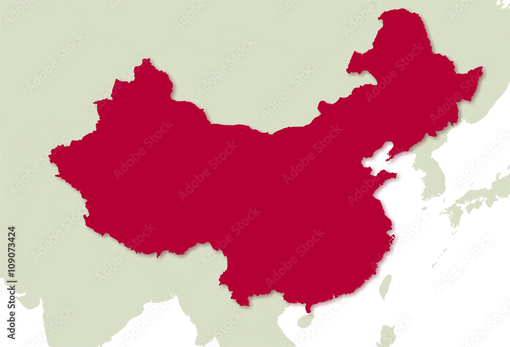 Naklejka premium Karte Chinas mit Provincen und Anrainer