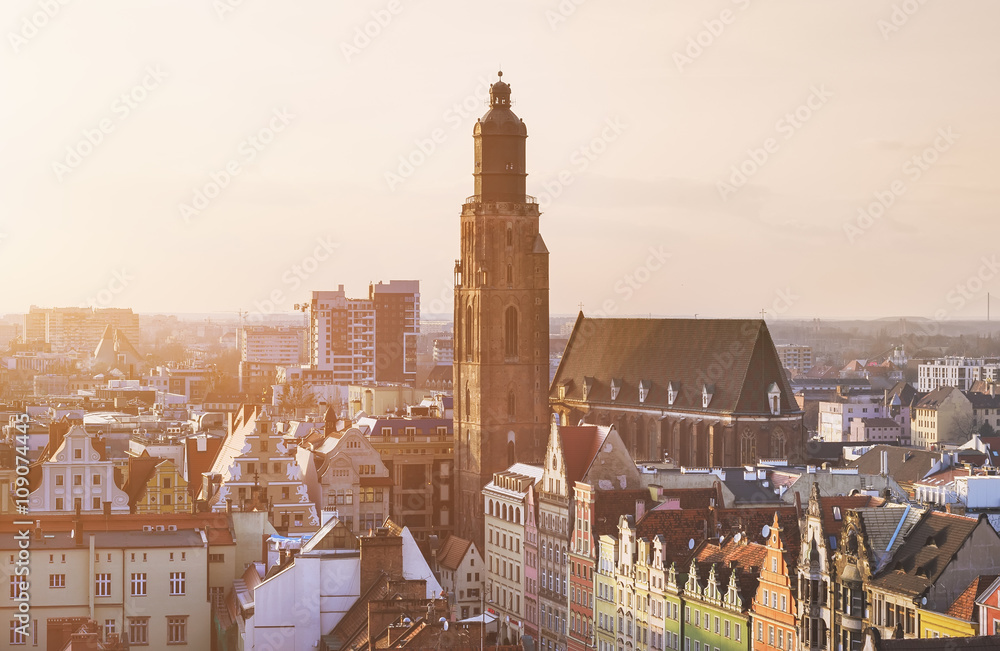 Fototapeta premium View on the Wroclaw and the Saint Elzbieta Church