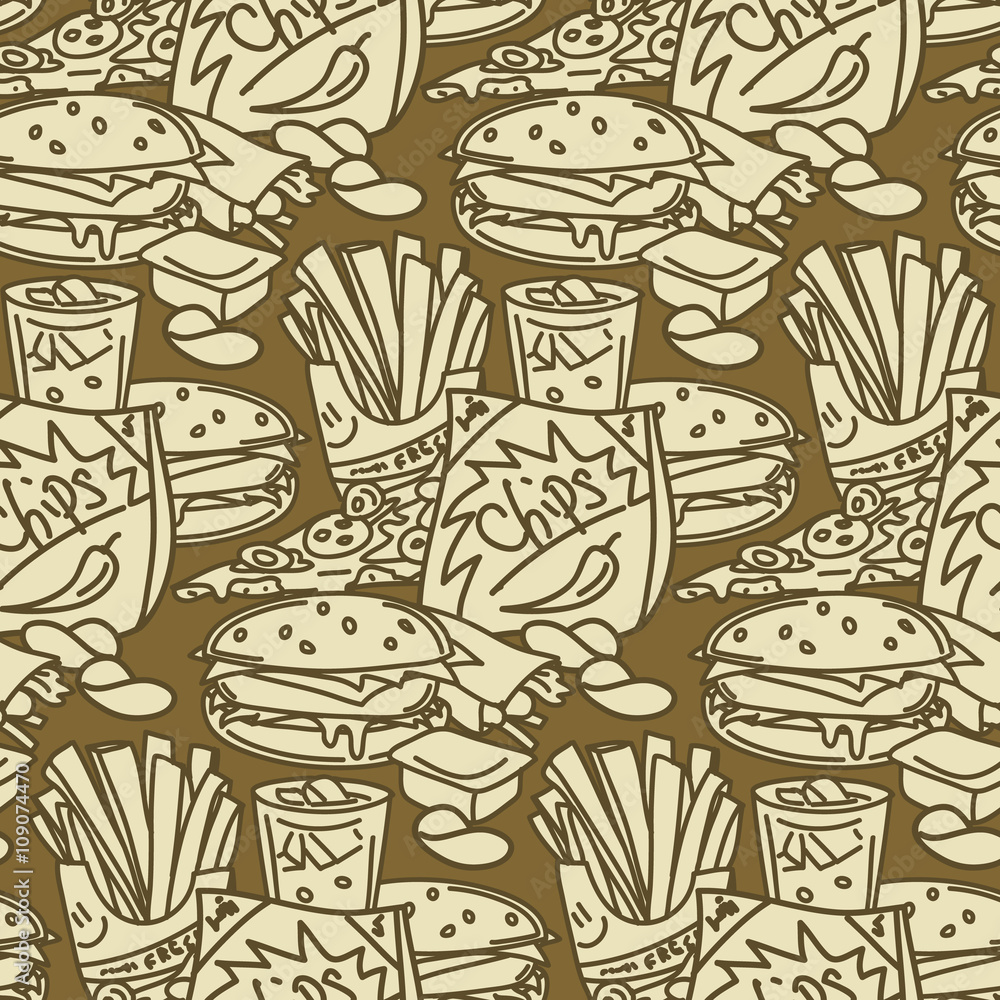 Seamless fast food pattern Seamless fast food pattern