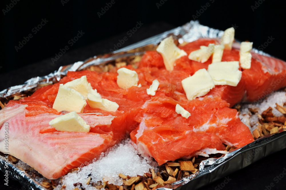 Red fish on the grill. Before cooking. Red fish on the grill. Before cooking.