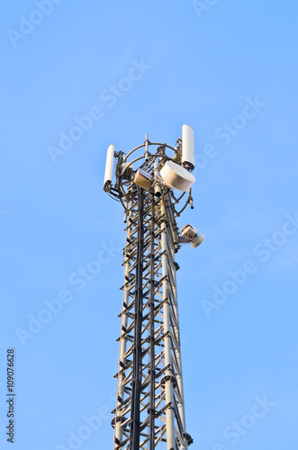 Phone antenna on a tall tower.