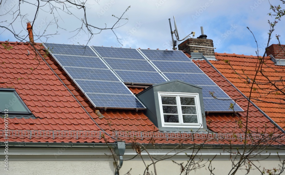 Solar energy panels on roof of house Solar energy panels on roof of house