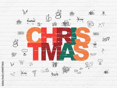 Holiday concept  Christmas on wall background