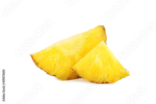 Slices of pineapple isolated on a white