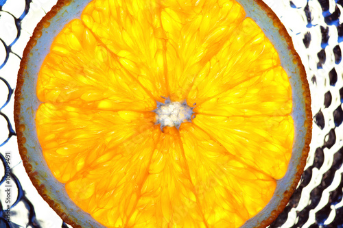 slice of orange fruit, top view