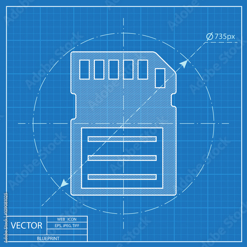 blueprint icon of memory card