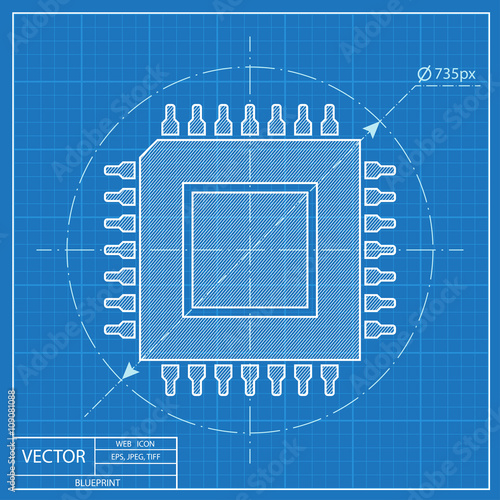blueprint icon of microchip