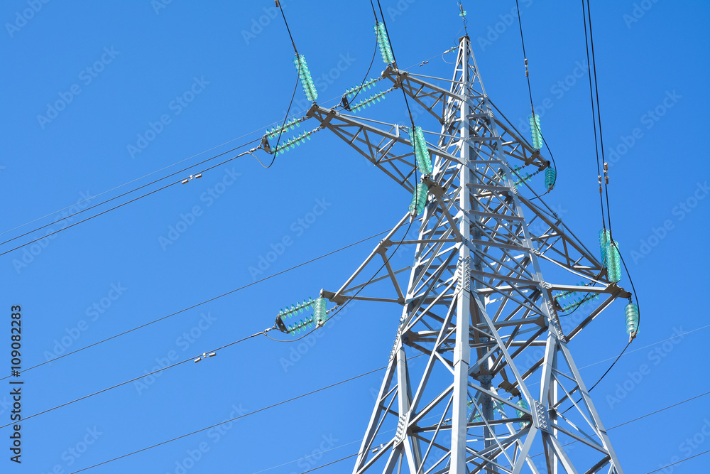 Upper part of the tower of power lines Upper part of the tower of power lines