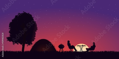 Camping Sonnenuntergang Paar // Vektor 