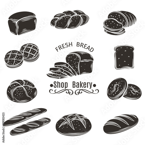 Icons bread and bakery.