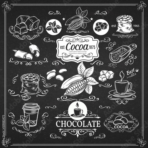 Decorative vintage cocoa  icons