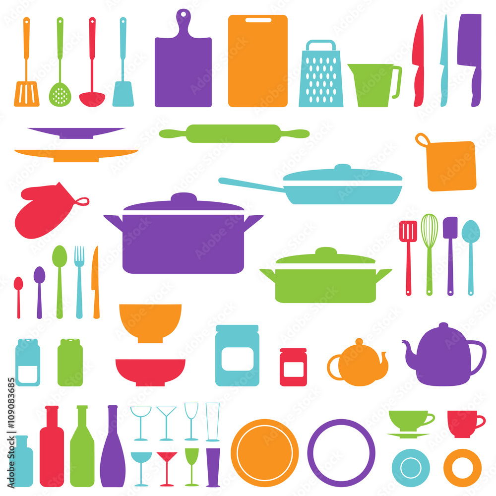 Vector silhouette of kitchen tools Vector silhouette of kitchen tools