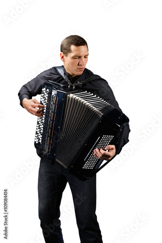 Εκτύπωση καμβά Accordion player. Photo shoot of classical musician