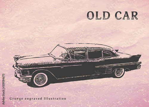 Old car. Hand drawn vector Illustration.