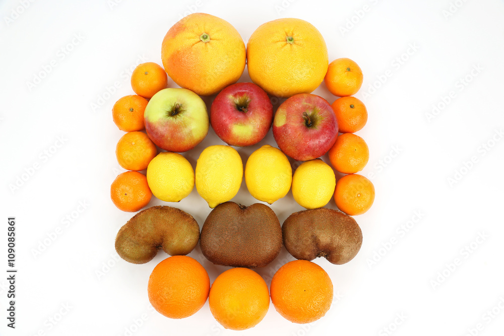 set of different fruits isolated on white background set of different fruits isolated on white background