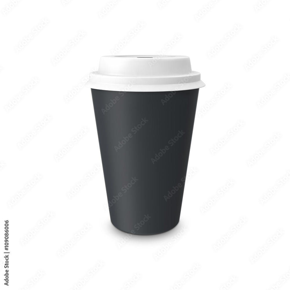Blank paper coffee cup isolated on white background.