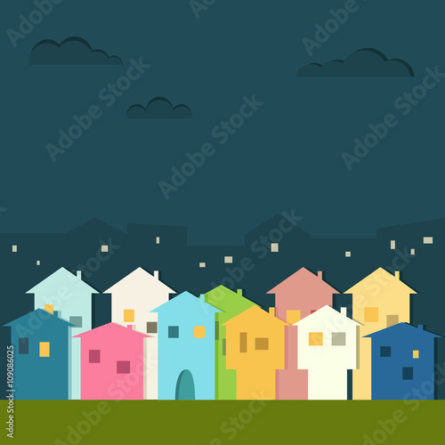 Colorful Houses For Sale / Rent. Real Estate Concept