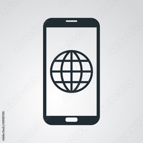 Icono plano smartphone con global en fondo degradado
