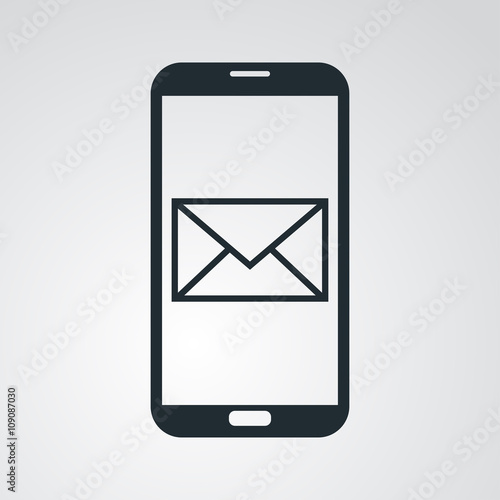 Icono plano smartphone con mensaje en fondo degradado