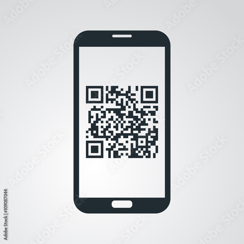 Icono plano smartphone con QR en fondo degradado