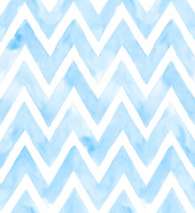 Papier peint photo Chevron patrons Chevron bleu aquarelle textile marin  © irache