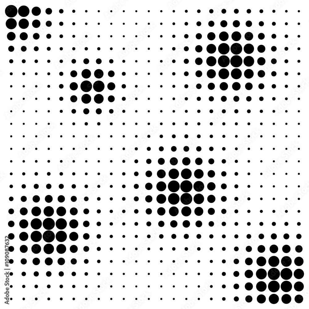 Halftone spheres abstract black background isolated on white - obrazy, fototapety, plakaty 