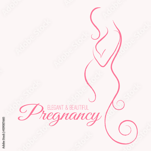 Vector outlined silhouette of expectant woman