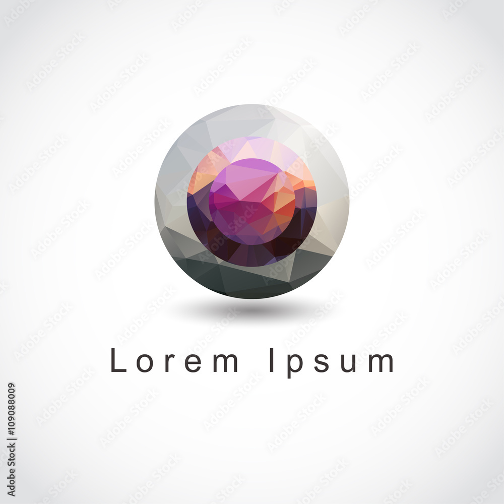 Abstract geometric green, blur and yellow spherical shape from triangular faces for graphic design.Vector illustration EPS10. Abstract geometric green, blur and yellow spherical shape from triangular faces for graphic design.Vector illustration EPS10.
