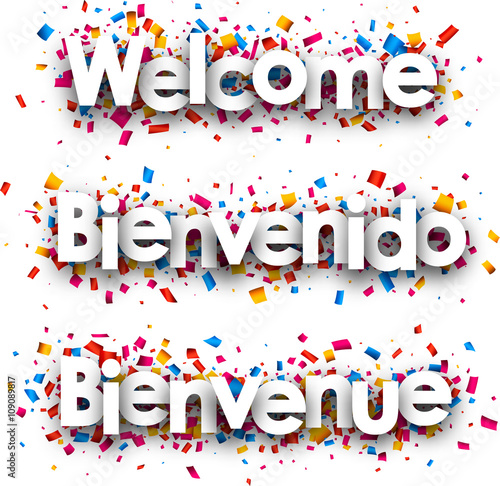 Welcome paper banner.