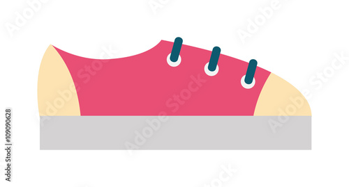 Red womens sneakers fashion sport casual shoes flat vector.