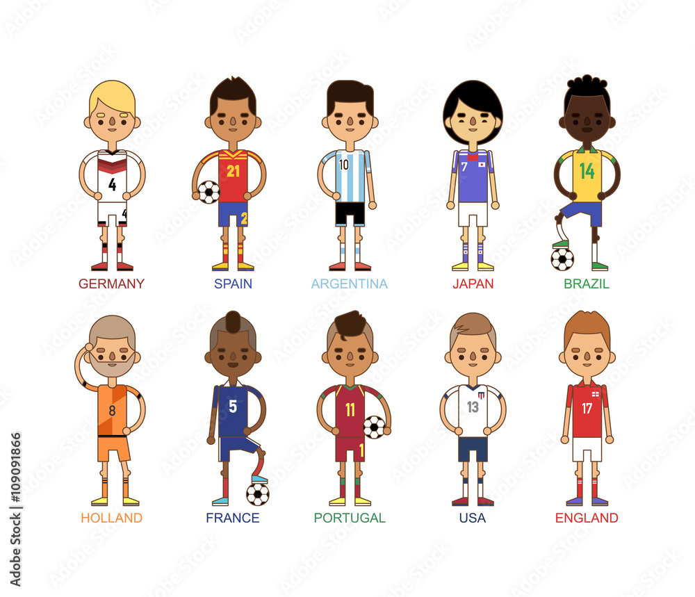 Football team sport soccer players group vector illustration.